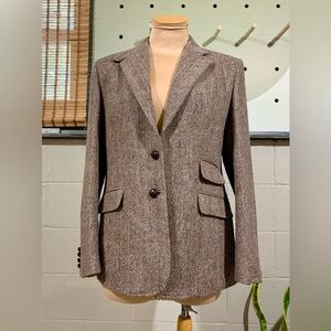 Charter Club Brown Herringbone Blazer